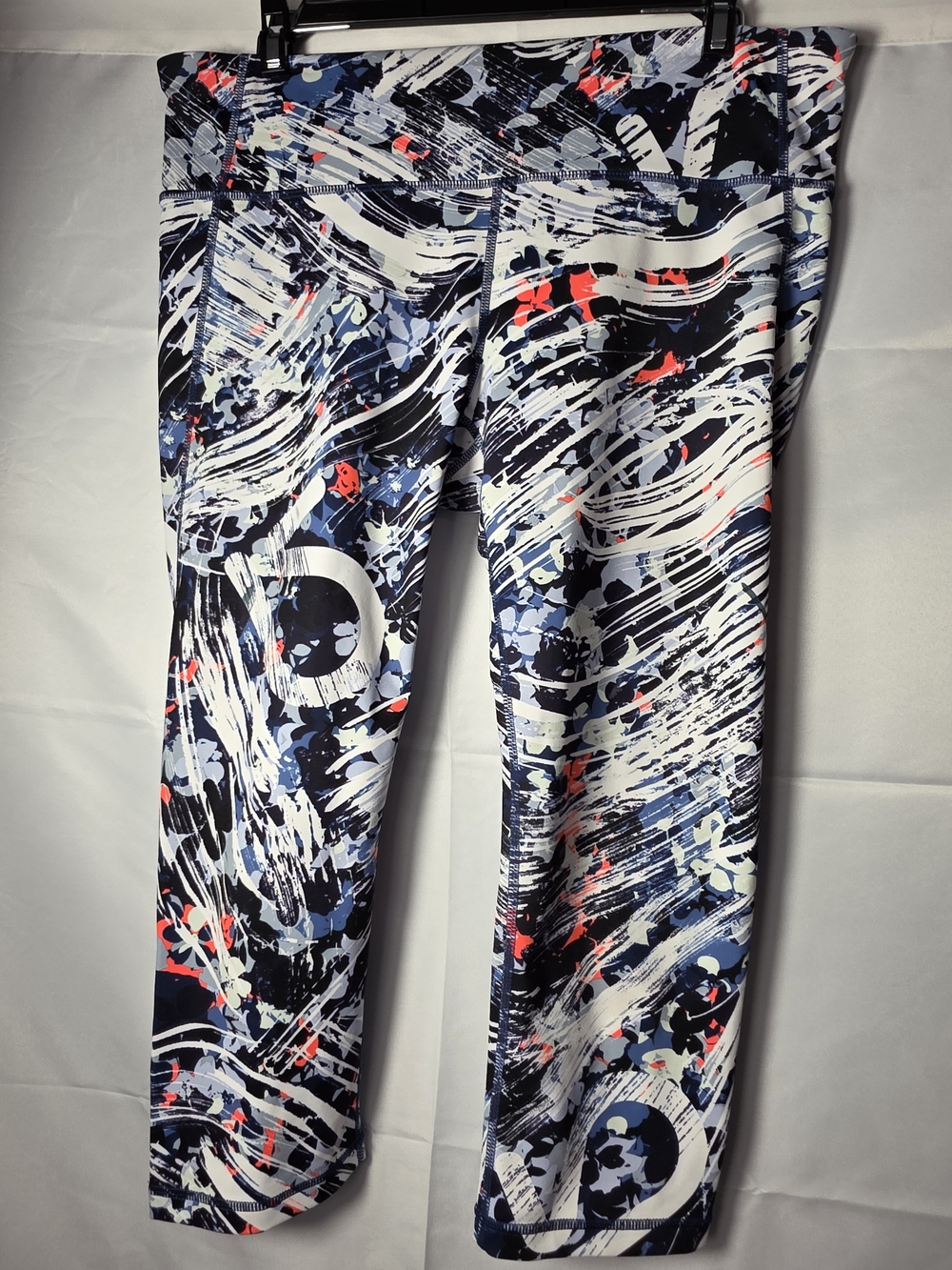 GAP Navy, White & Light Blue Abstract Capri Leggings Large Workout Yoga Y2K 90's